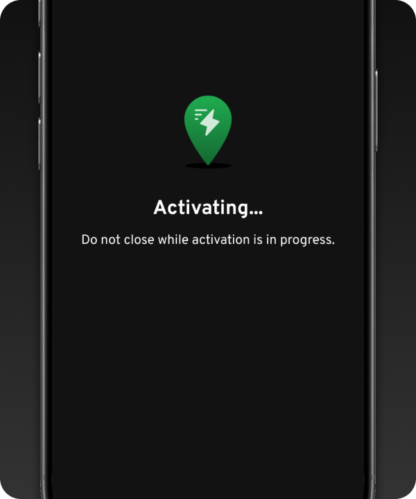 Energy Pass screen with Activate button in focus to add payment method