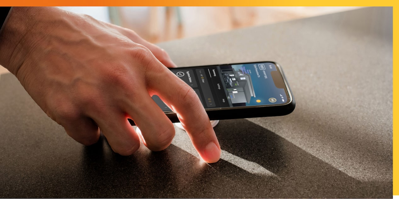 Hand using smartphone to scan image