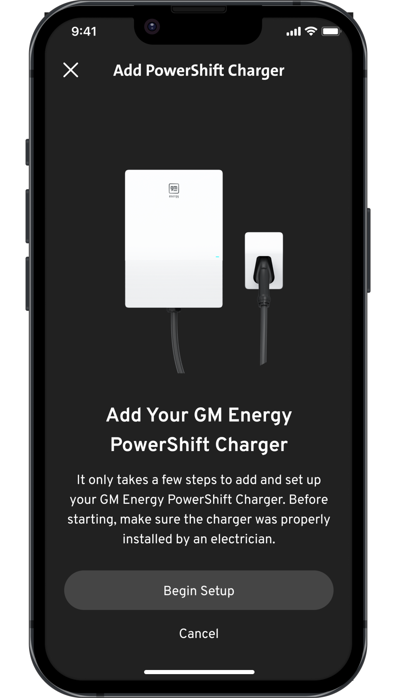 GM Energy Home Energy Management mobile app screen