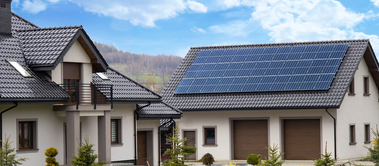 Solar panels installed on the roof of a house