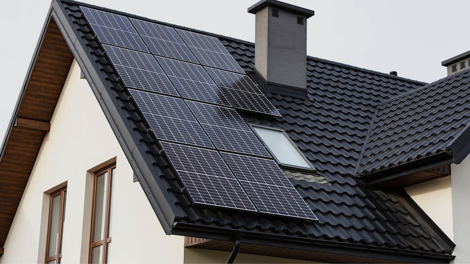 A house with solar panels on the roof