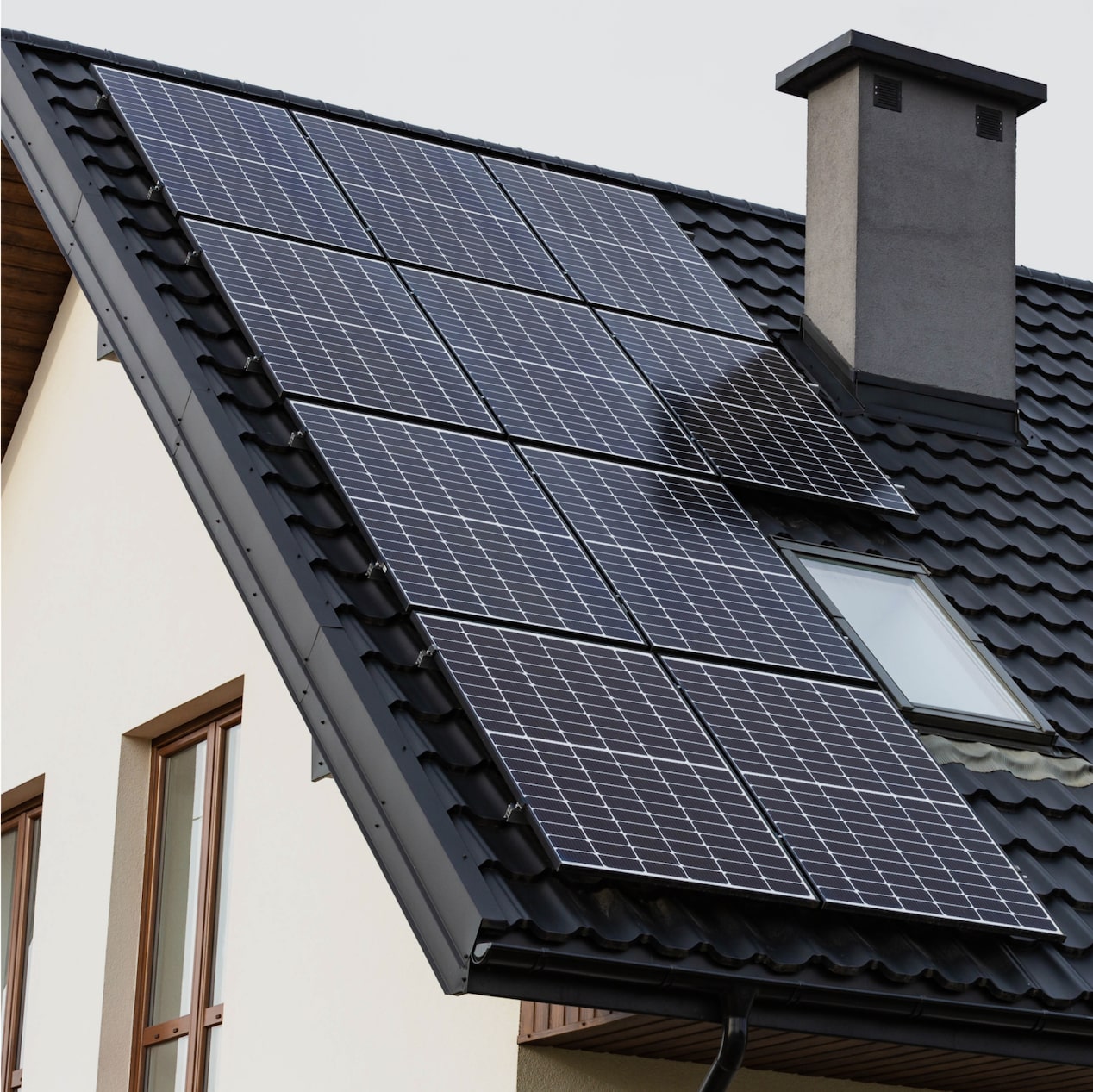 A house with solar panels on the roof