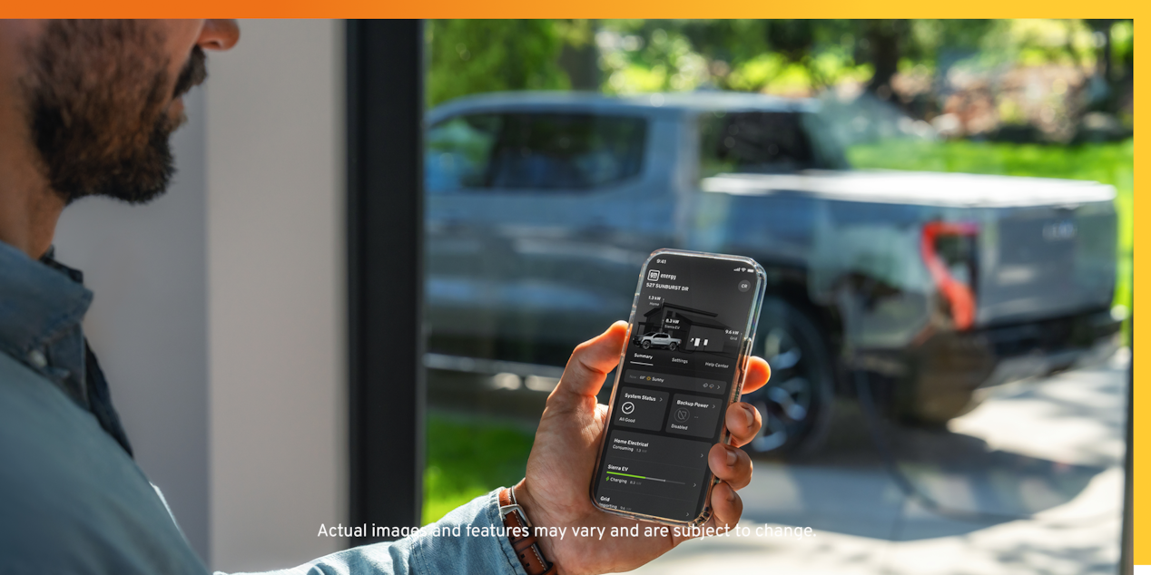 Hand using smartphone to view home energy management app
